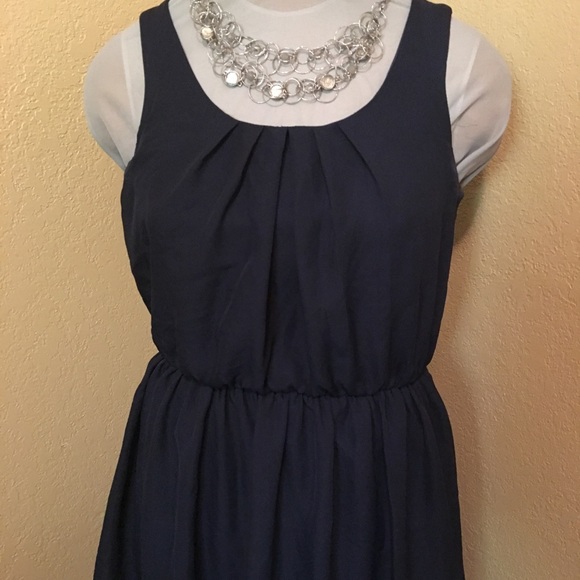 BCX Navy Blue Chiffon Dress M - Picture 2 of 7